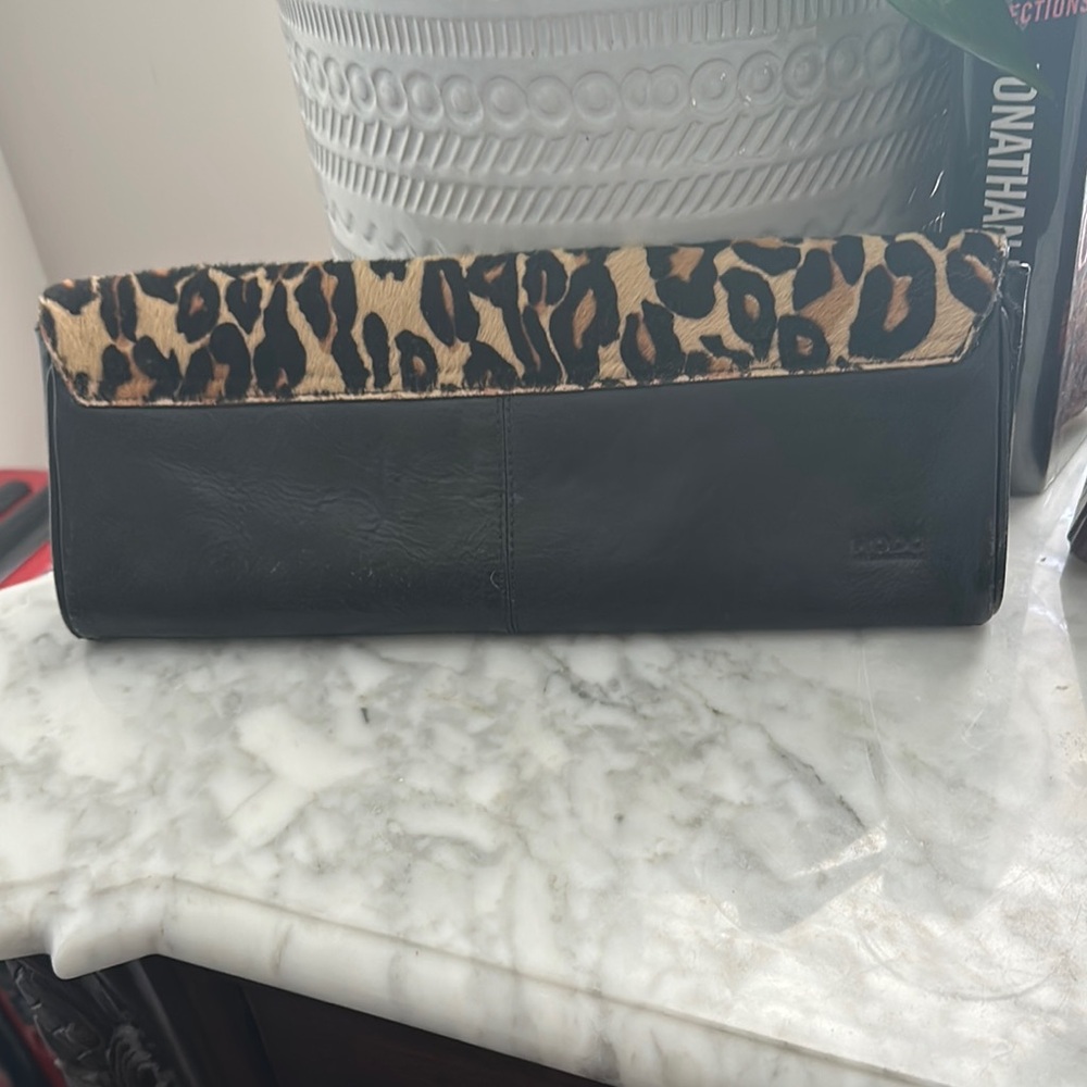 HOBO Brown and Black Leopard Print Clutch - Picture 3 of 6